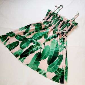 🛍Shein Girls 11/12 Palm Leaf 🌴Pink & Green Dress🛍